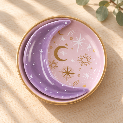 Set de Platitos para Joyas con Luna y Estrellas
