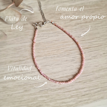 Pulsera de Rodocrosita Facetada ~ Plata de ley