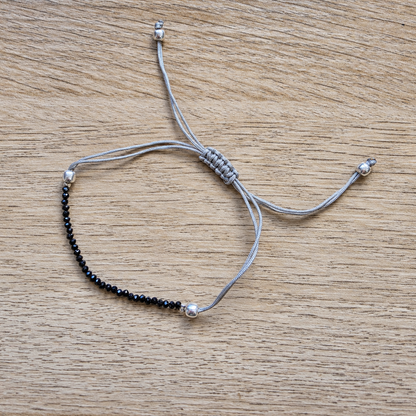 Pulsera ajustable de Turmalina Negra facetada