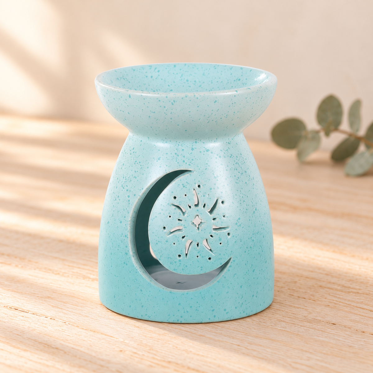 Quemador de Aceites y Esencias con Luna Calada Azul