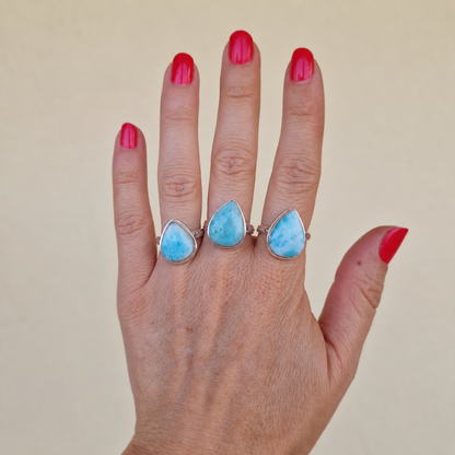 Anillo Marina ~ Plata de Ley ~ Larimar