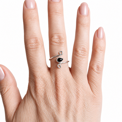 Anillo Plata de Ley - Turmalina Negra