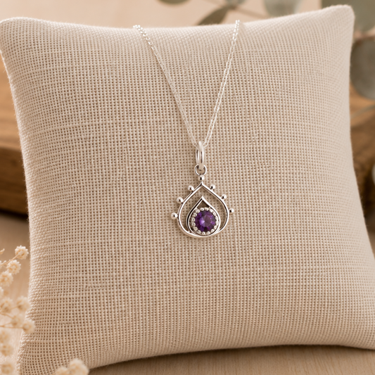 Colgante Selene ~ Plata de Ley ~ Amatista Facetada