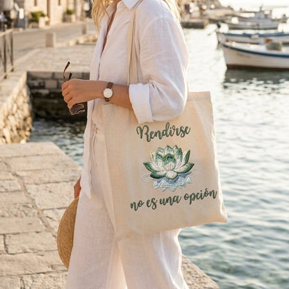 Tote Bag ~ Rendirse no es una opción ~ Efecto Bordado