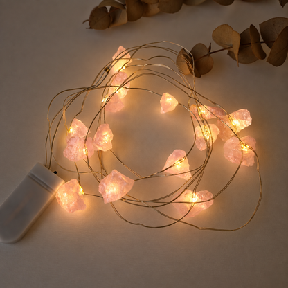 Guirnalda de Luces LED con Cuarzo Rosa Natural
