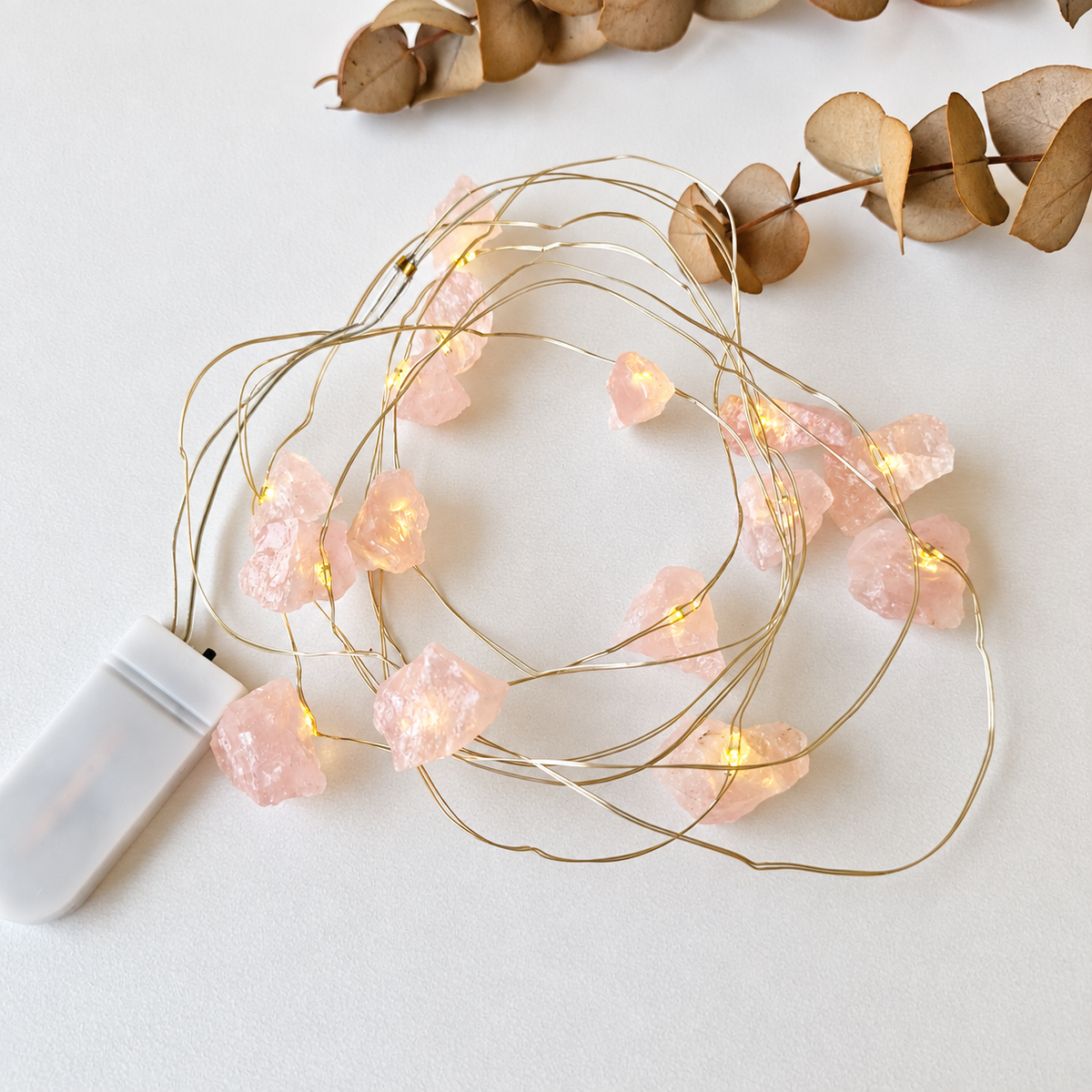 Guirnalda de Luces LED con Cuarzo Rosa Natural