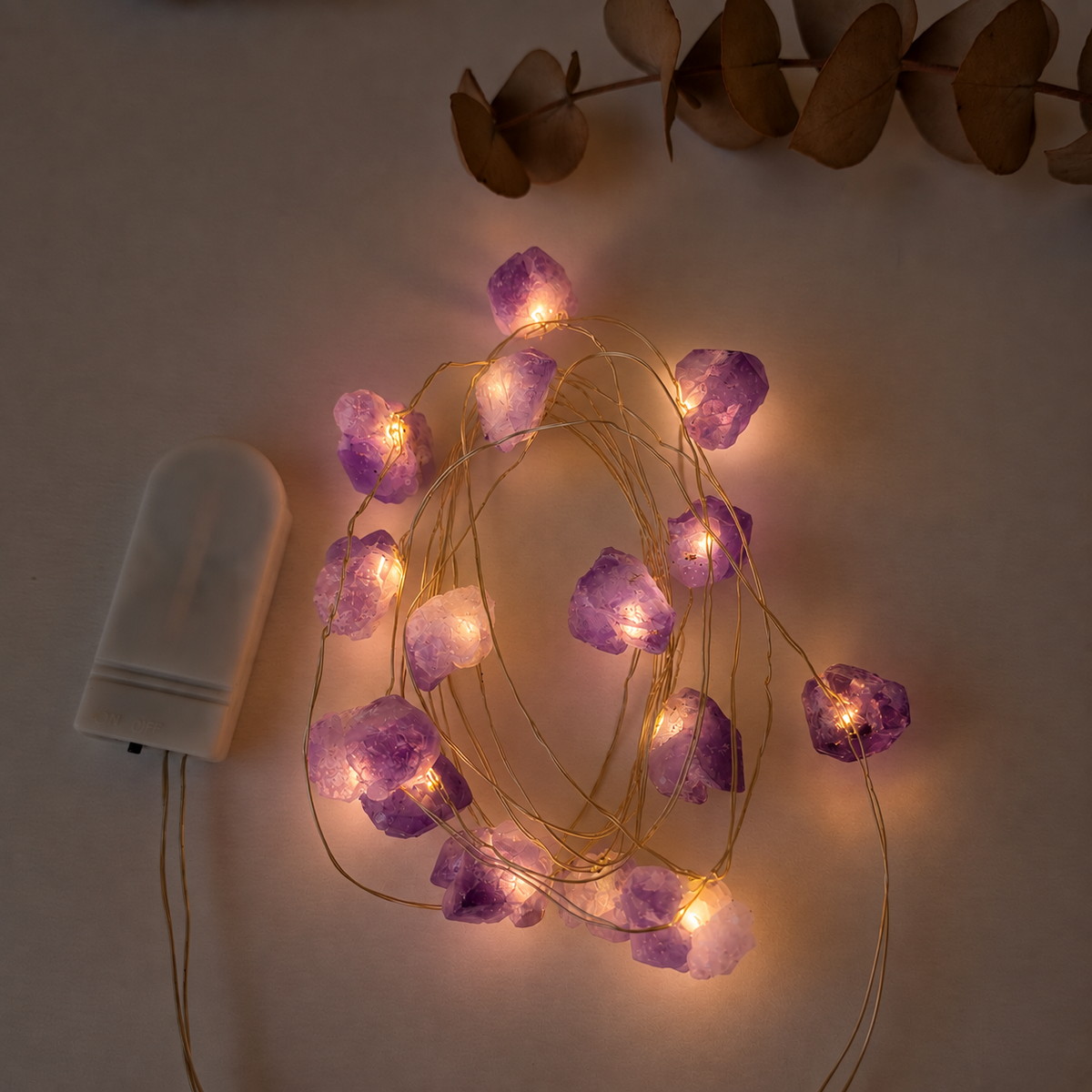 Guirnalda de Luces LED con Amatistas Naturales
