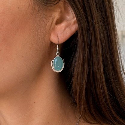 Pendientes Aura ~ Plata de Ley ~ Ágata Azul