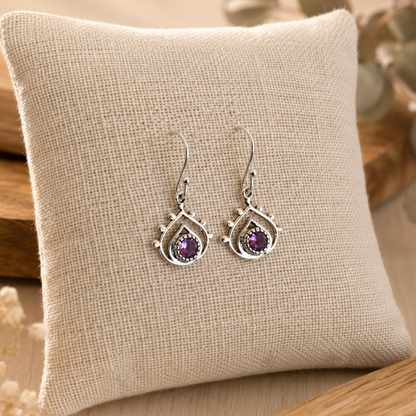 Pendientes Selene ~ Plata de Ley ~ Amatista Facetada