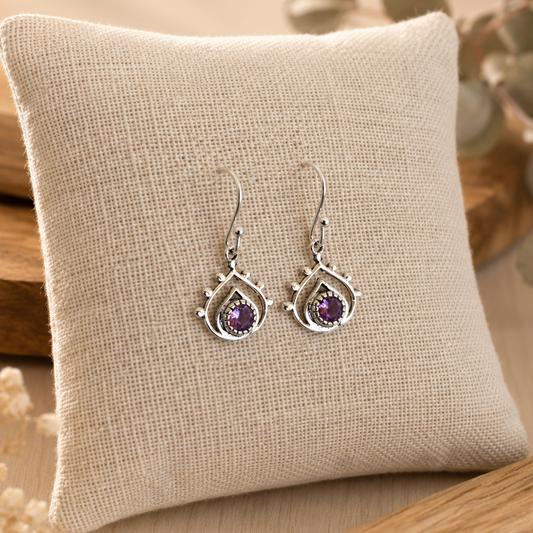 Pendientes Selene ~ Plata de Ley ~ Amatista Facetada