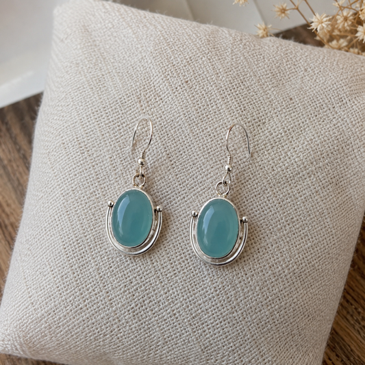 Pendientes Aura ~ Plata de Ley ~ Ágata Azul