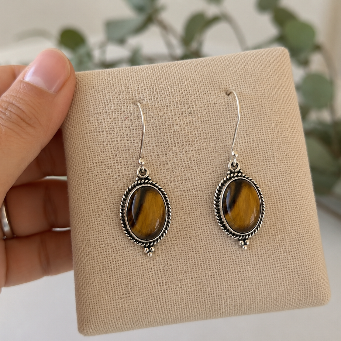 Pendientes Gaia ~ Plata de Ley  ~ Ojo de Tigre