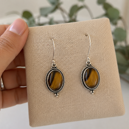 Pendientes Gaia ~ Plata de Ley  ~ Ojo de Tigre