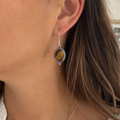 Pendientes Gaia ~ Plata de Ley  ~ Ojo de Tigre