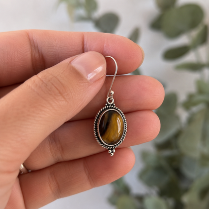 Pendientes Gaia ~ Plata de Ley  ~ Ojo de Tigre