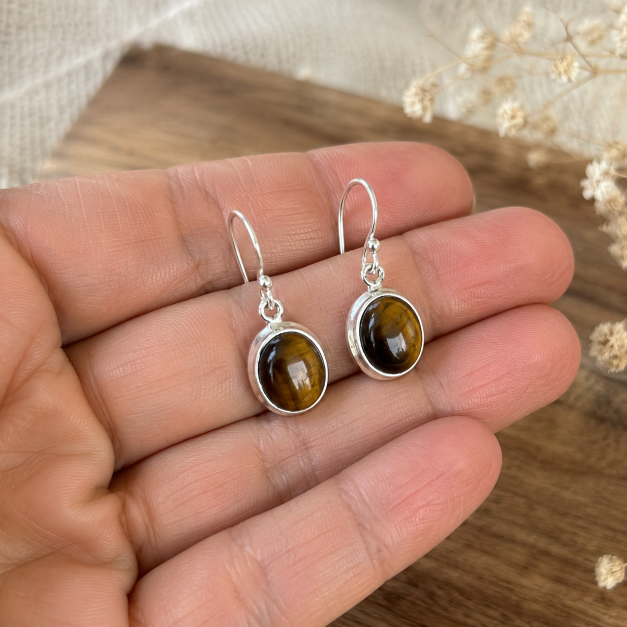 Pendientes Selva ~ Plata de Ley ~ Ojo de Tigre