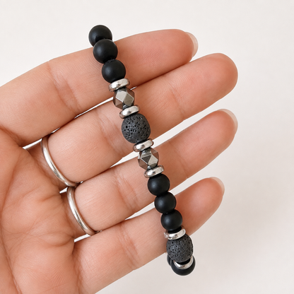 Pulsera Ajustable de Shungite, Lava y Hematite