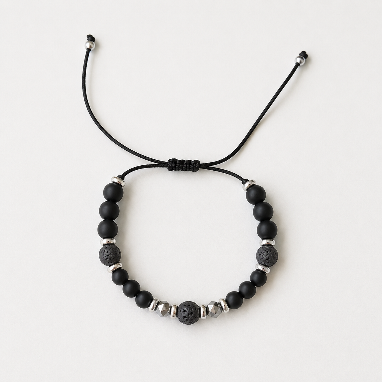 Pulsera Ajustable de Shungite, Lava y Hematite