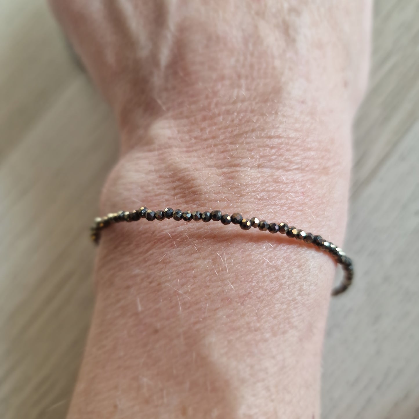 ✨ Pulsera de Pirita Facetada con Plata de Ley ~ Abundancia y Confianza en Cada Detalle