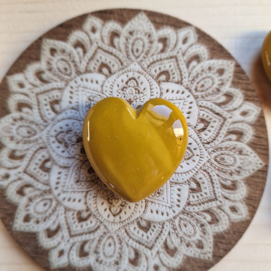 Corazón de Jaspe Mostaza Rodado ~  Energía, coraje y estabilidad
