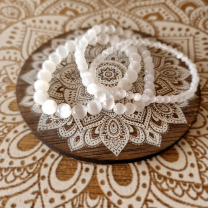 Pulsera de Selenita ~ Luz Interior y Purificación Energética 4-6-8mm
