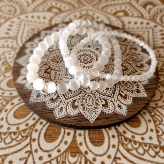Pulsera de Selenita ~ Luz Interior y Purificación Energética 4-6-8mm