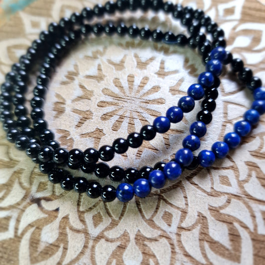 Pulsera Obsidiana con Lapislázuli 4mm