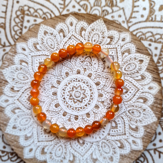 Pulsera de Ágata Naranja 6mm. – Vitalidad y Estabilidad Emocional