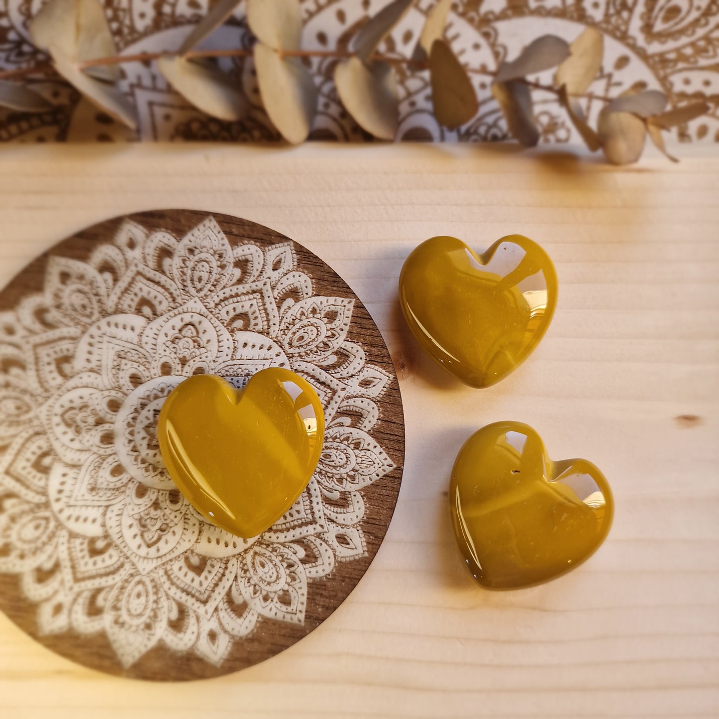 Corazón de Jaspe Mostaza Rodado ~  Energía, coraje y estabilidad