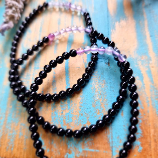 Pulsera Obsidiana con Fluorita 4mm