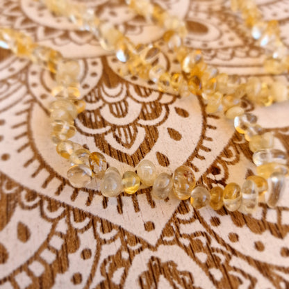 Collar Largo de Citrino Rodado ~ Alegría, Abundancia y Confianza