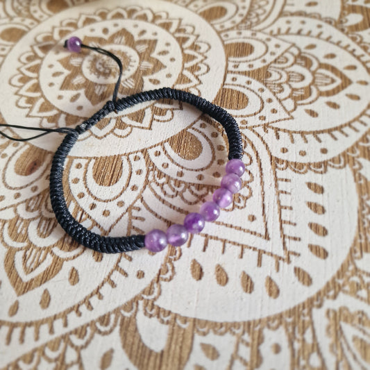Pulsera Macramé de Amatista (6 mm) ajustable ~ Calma mental y conexión interior