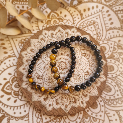 Pulsera Obsidiana con Ojo de tigre ~ Protección y Fortaleza Interior ~ 6 y 8 mm