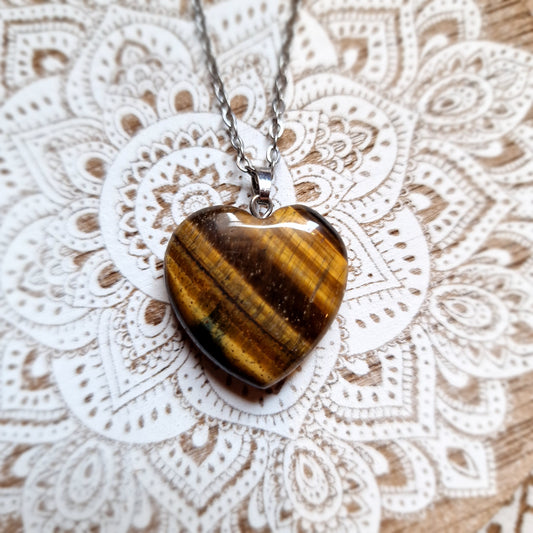 Colgante Ojo de Tigre Corazón ~ Energía y protección