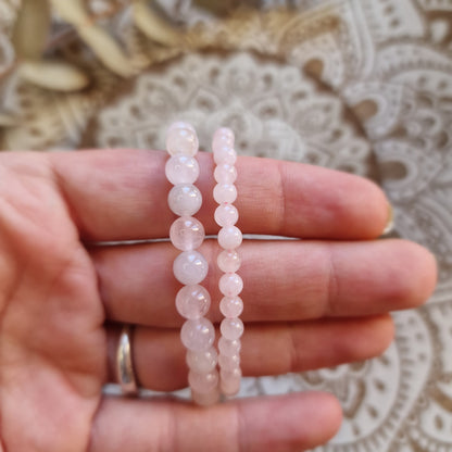Pulsera Cuarzo Rosa ~ Amor, Armonía y Sanación ~ 4 y 6mm