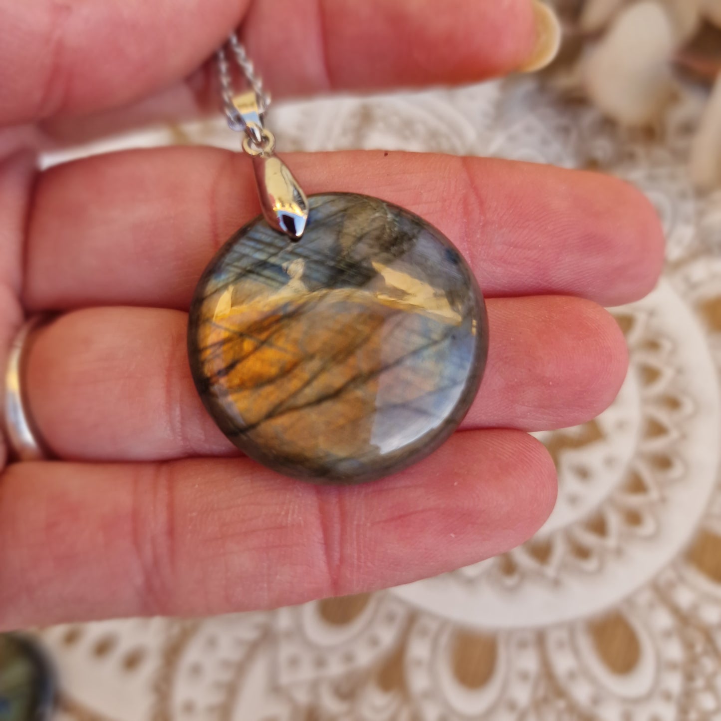 Colgante Labradorita Rosa ~ Intuición y Equilibrio Emocional