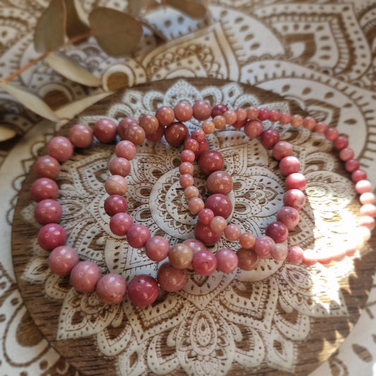 Pulsera Rodonita ~  Sanación emocional y equilibrio ~  4, 6 y 8 mm