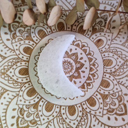 Placa de Selenita Media Luna ~ Luz y purificación energética