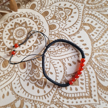 Pulsera Macramé de Carneola (6 mm) ajustable ~ Energía y vitalidad