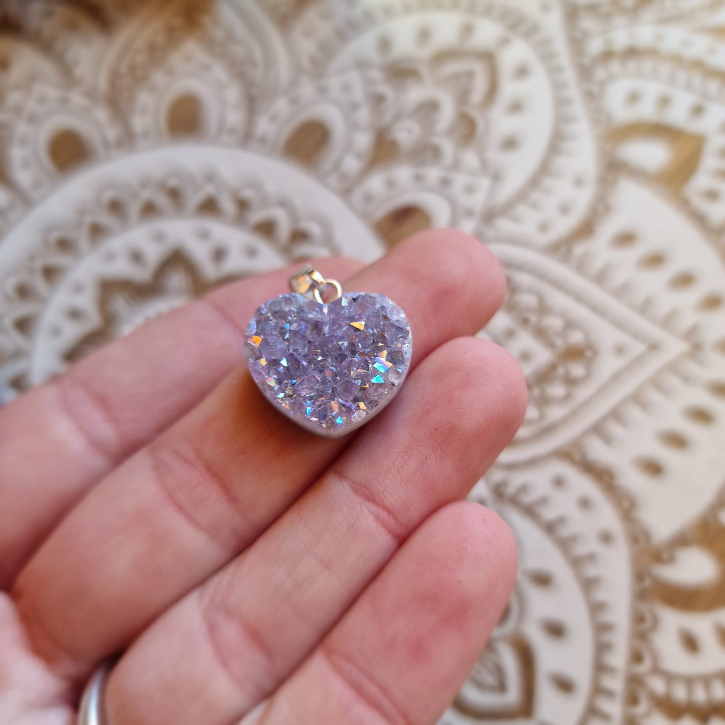 Colgante Corazón de Amatista Aqua Aura ~ Energía y calma interior ✨