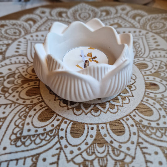 Portavelas Flor de Loto blanca