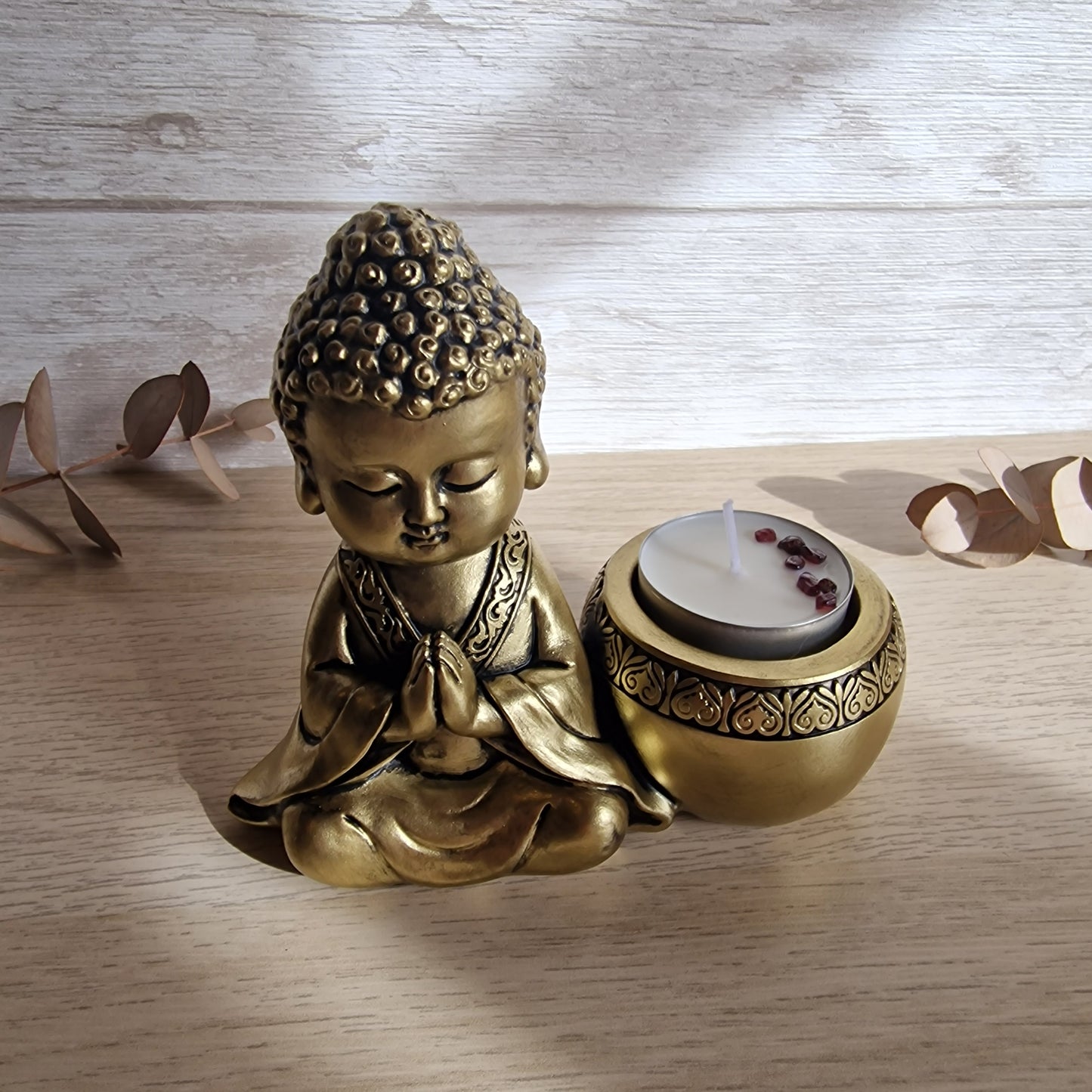 Portavelas Buda Dorado ~ Serenidad y Luz Interior
