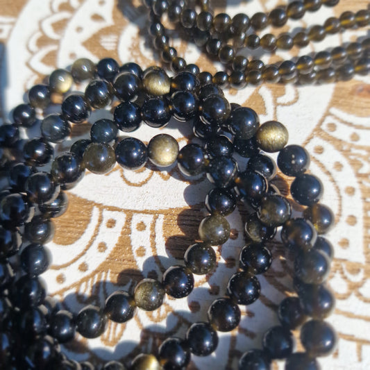Pulsera de Obsidiana Dorada 4 y 6 mm. ~ Protección y Poder Interior