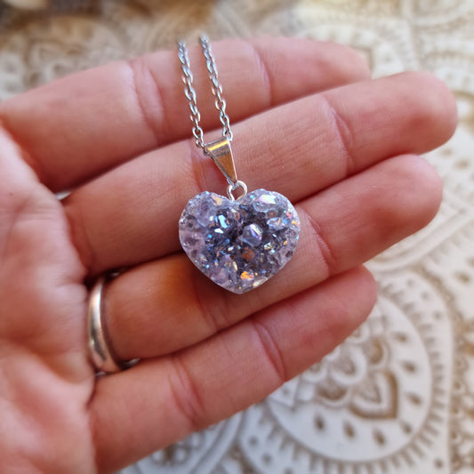Colgante Corazón de Amatista Aqua Aura ~ Energía y calma interior ✨