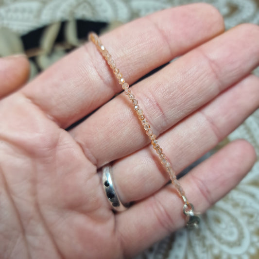 ✨ Pulsera de Piedra Sol Facetada con Plata de Ley ~ Vitalidad y Confianza Interior