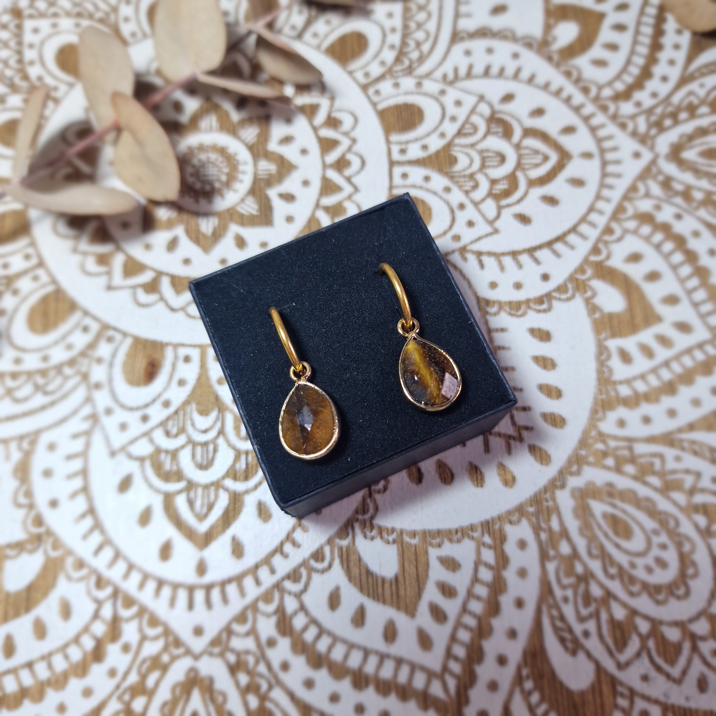 Pendientes Lágrima de Ojo de Tigre Dorado Facetado ~ Fuerza y equilibrio interior