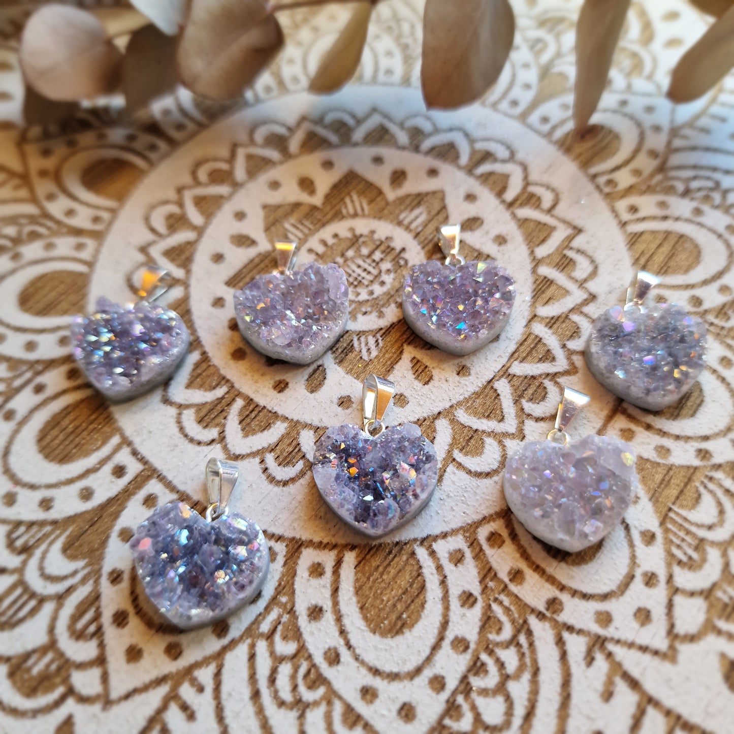 Colgante Corazón de Amatista Aqua Aura ~ Energía y calma interior ✨