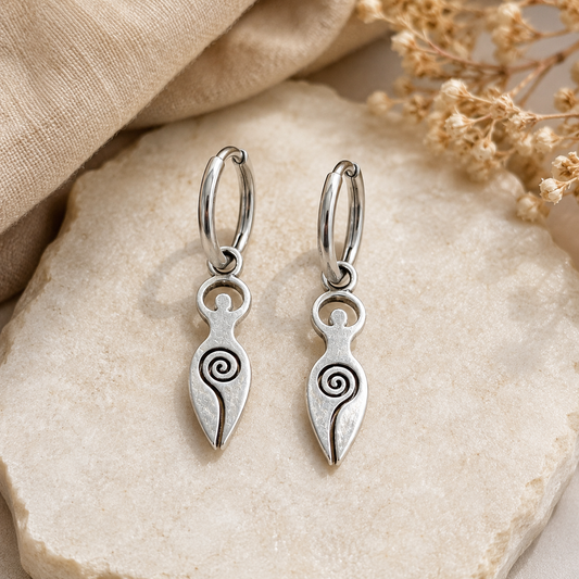 Pendientes Aro Diosa Plateados ~ Feminidad consciente