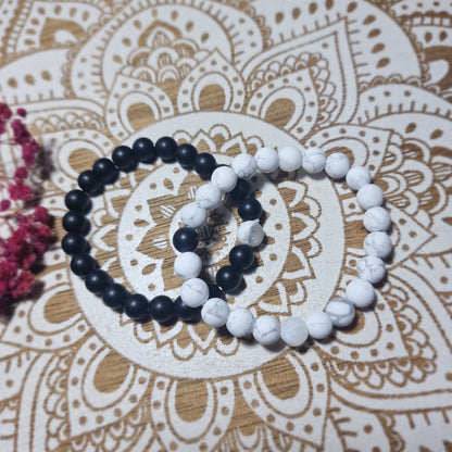 Pulsera Ying Yang de Magnesita y Obsidiana – Unión y Equilibrio