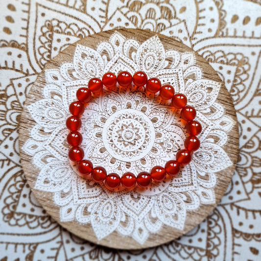 Pulsera de Cornalina/Carneola 8 mm ~ Vitalidad y Confianza
